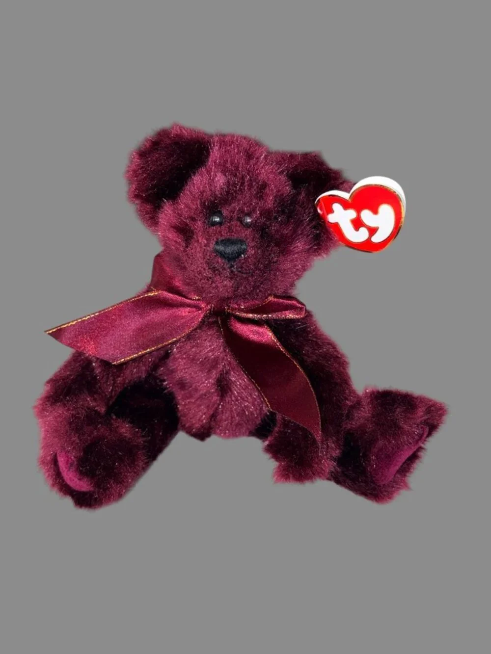 TY Attic Treasures Beargundy Burgundy Teddy Bear Plush Vintage 1993 With Tags